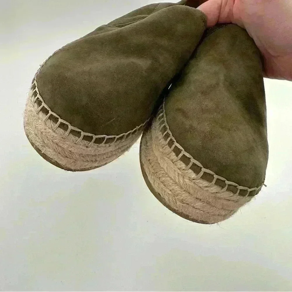 Sam Edelman Carrin flats size 10.5 40.5 army green suede flatform Espadrilles
